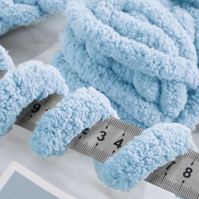MABOZOO Assorted Chunky Yarn for Crocheting 8 Pack,Fluffy Jumbo Chenille Yarn,Soft Plush Yarn Bulky,Giant Thick Fuzzy Yarn for Hand or Arm Knitting,Cream & Multi Blue(31.7 yds,8 oz Each Skein)
