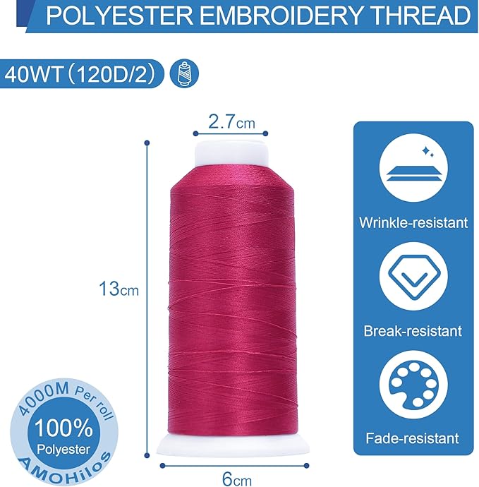 High Tenacity Polyester Embroidery Machine Thread 40WT(120D/2) 4000M Per Spool for Commercial and Domestic Embroidery Machine (Orchid-1984)