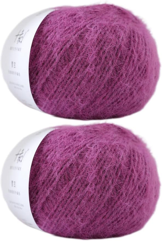 Snowbaby Wool Acrylic Blend Long Pile Yarn,(Worsted) Warm and Luxurious Fuzzy Yarn for Knitting and Crocheting DIY Hats Scarves Sweaters, 2 * 3.52oz/100g 207yds(12-Purple)
