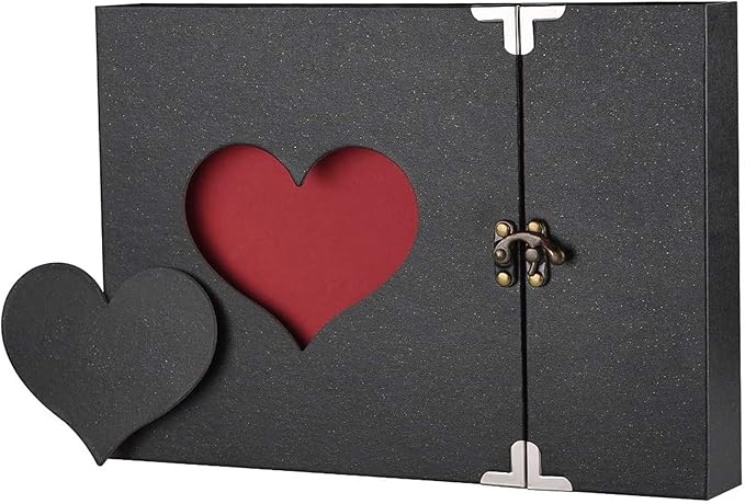 Scrapbook Firbon Handmade DIY Family Photo Albums Couples Memory Book Black Page Scrap Book for Anniversary, Christmas, Valentine's Day, Birthday (Black)