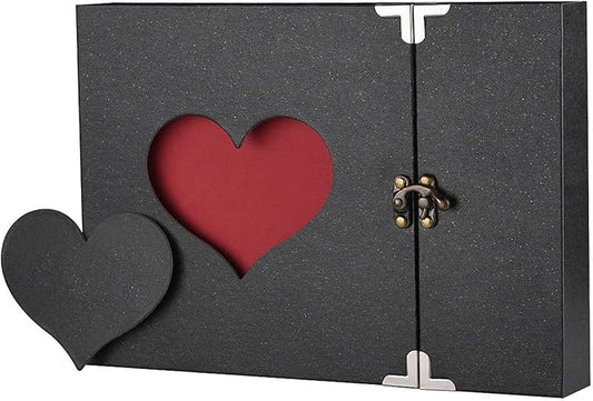 Scrapbook Firbon Handmade DIY Family Photo Albums Couples Memory Book Black Page Scrap Book for Anniversary, Christmas, Valentine's Day, Birthday (Black)