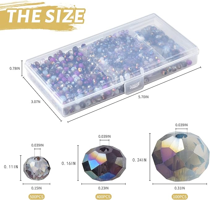 1000pcs 4/6/8mm Purple Color Briolette Crystal Glass Beads for Jewelry Making Supply,Round Rondelle Faceted Spacer Beads,Crystal Beads for Bracelets Necklaces DIY Crafts
