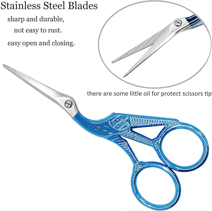 BIHRTC 4.5Inch Small Sewing Scissors Stainless Steel Sharp Tip Scissors with Leather Protect Cover for Embroidery Craft Needle Work Art Work Handcraft Threading