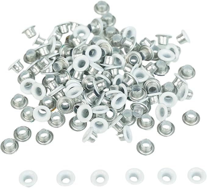 FoRapid 3mm/1/8" Aluminum Quicklet Eyelets-Scrapbooking/Birthday Wedding Baby Greeting Holiday Card/Paper Craft/Luggage Cruise Tag/DIY Album/Clothing etc-200 PCS (White)