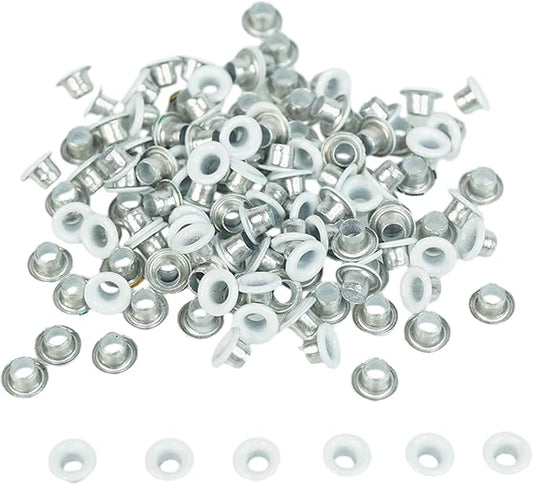 FoRapid 3mm/1/8" Aluminum Quicklet Eyelets-Scrapbooking/Birthday Wedding Baby Greeting Holiday Card/Paper Craft/Luggage Cruise Tag/DIY Album/Clothing etc-200 PCS (White)