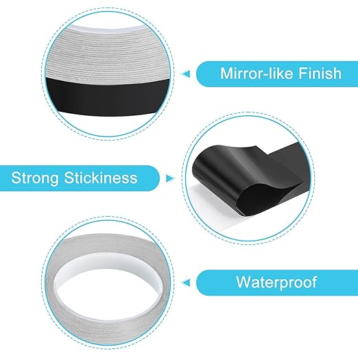 uxcell Metallic Tape, 0.59 in x 164 ft Self Adhesive Metalized Polyester Film Tape Waterproof Shiny Washi Tape for Wall Graphic Arts Gifts Wrapping Crafts Decoration, Gloss Black, 2 Pcs