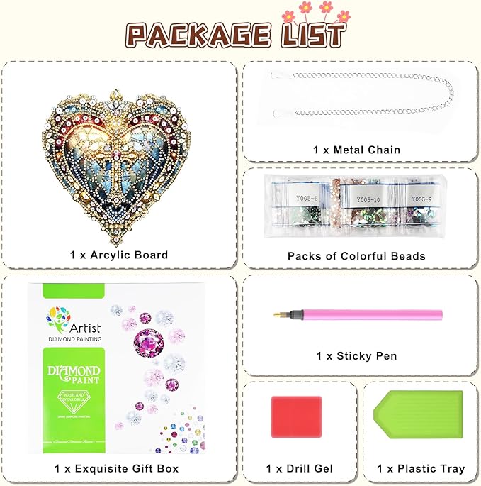 KEYIFA Diamond Painting Kit, DIY Heart Cross Diamond Art Hanging for Adults Beginner, Gem Arts Pendant Special Shaped Rhinestone Window Ornaments Wall Door Garden Decoration Gift, Double Sided