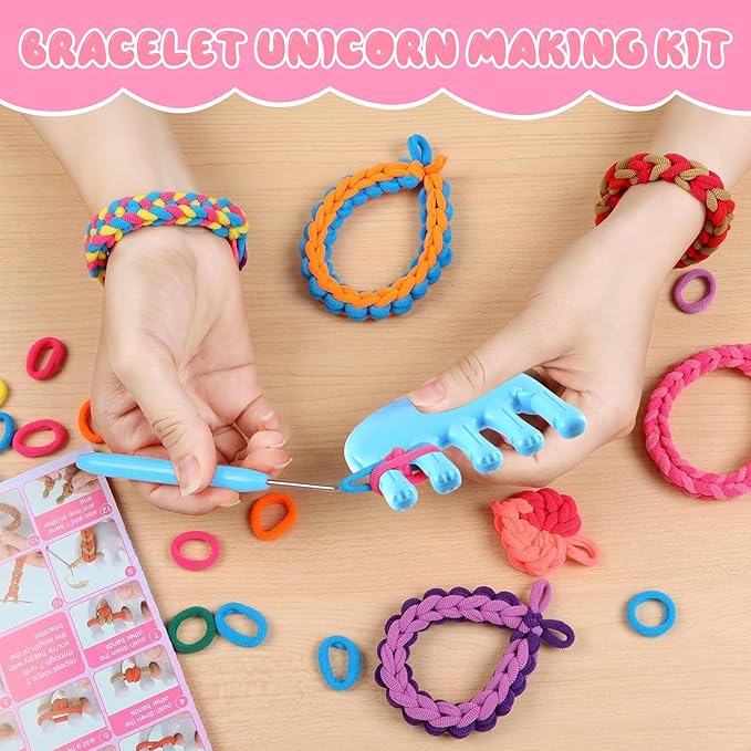 SKEFOLI Kids Bracelet Making Kit, DIY Rubber Band Jewelry Making Set, Arts and Crafts Supplies for Girls Ages 6-12, Craft Tools with Accessories & Portable Carry Bag