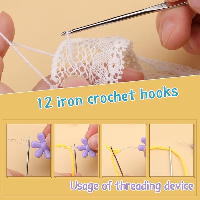 IMZAY 110 Pcs Crochet Hooks Set, 0.6mm-6.5mm Crochet Hooks Kit with Storage Case, Crochet Needles, Ergonomic Knitting Needles Stitch Marker Knitting Accessories for Beginners, Rose