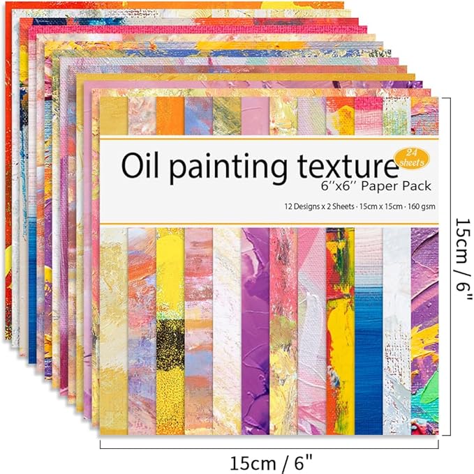 6x6" 160gsm Cardstock Single Sided Scrapbooking 24 Papers Pad Vintage Decoupage Scrapbook Kit Patterned Paper Junk Journal Supplies Journaling Supply Scrap Paper Crafting. Oil Painting