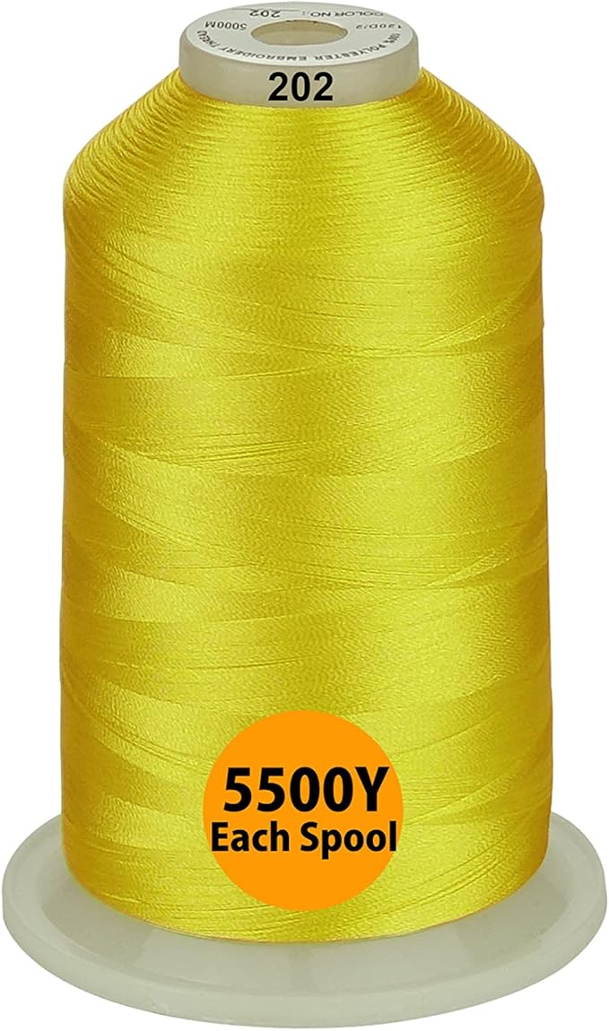 Simthread - 33 Selections - Various Assorted Color Packs of Polyester Embroidery Machine Thread Huge Spool 5500Y for All Sewing Embroidery Machines - 3 Differ Yellow
