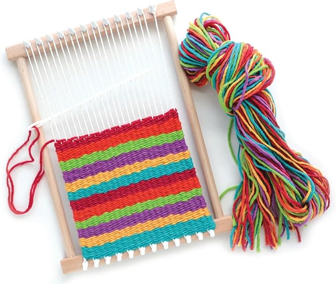 Friendly Loom | PegLoom - 7"x10" Wooden Tapestry Loom Weaving Kit for Kids