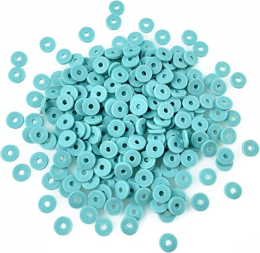 2000pcs Heishi Vinyl Beads Flat Round Polymer Clay Spacer Beads for Making Bracelet Necklace Earring Accessories DIY Handmade Craft(Bluish White, 6mm)