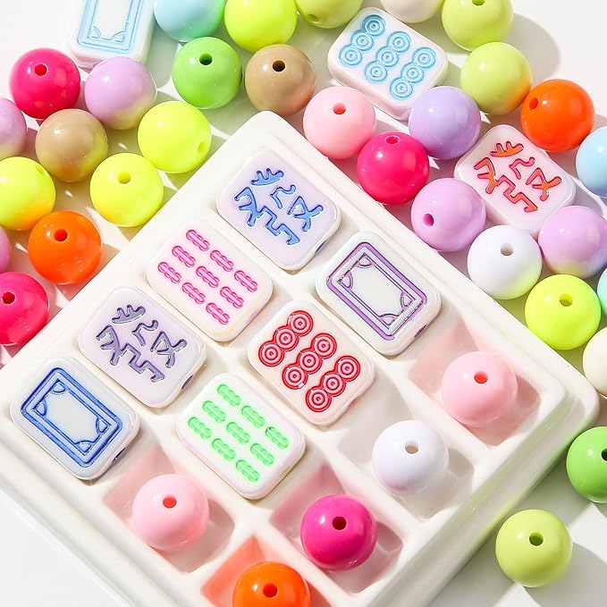 16mm Acrylic Color Beads Chunk Bubblegum Beads Beads for Pens,Mahjong Beads,Jumbo Plastic Beads for Necklace Jewelry Bracelets DIY Crafts Making (Color)