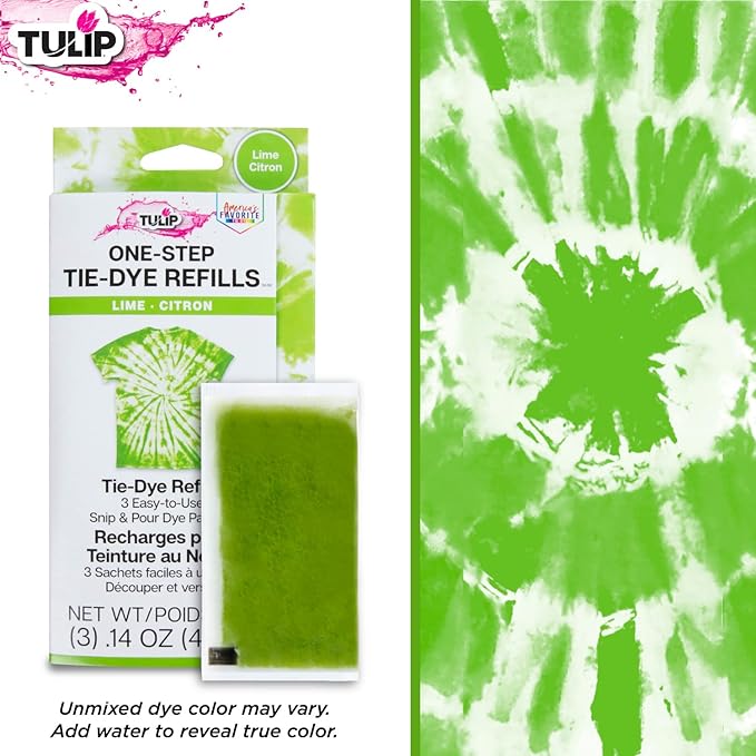 Tulip One-Step Tie-Dye Kit , 3 Fabric Dye Refill Packs, Packs, Lime Green