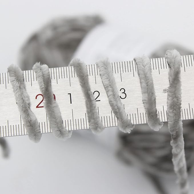 NICEEC 3 Skeins Soft Chenille Yarn Blanket Yarn for Knitting Fancy Yarn for Crochet Weaving DIY Craft Total Length 3×85m (3×93yds, 3×50g)_Light Grey