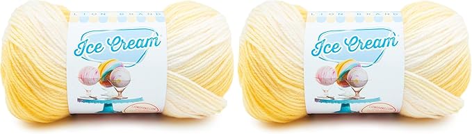 (1 Skein) Lion Brand Yarn Ice Cream Baby Yarn, Lemon Meringue Multicolor, 1182 Foot (Pack of 2)
