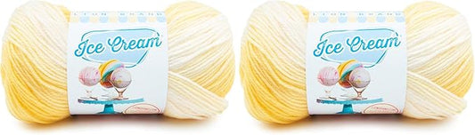 (1 Skein) Lion Brand Yarn Ice Cream Baby Yarn, Lemon Meringue Multicolor, 1182 Foot (Pack of 2)