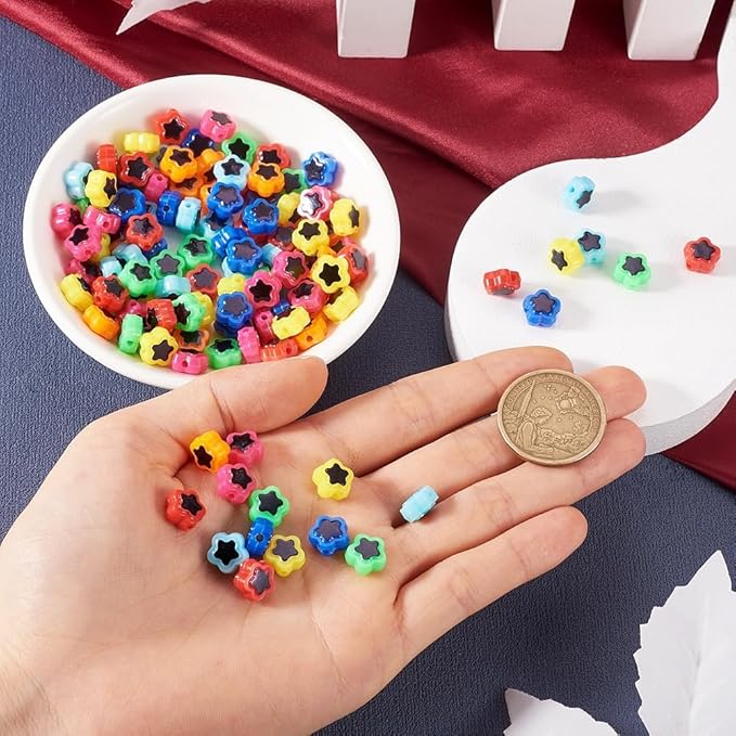 FASHEWELRY 420Pcs Acrylic Star Beads Colored Kawaii Star Pony Beads Bulk Rainbow Cute Bracelet Loose Beads for DIY Craft Necklace Jewelry Making