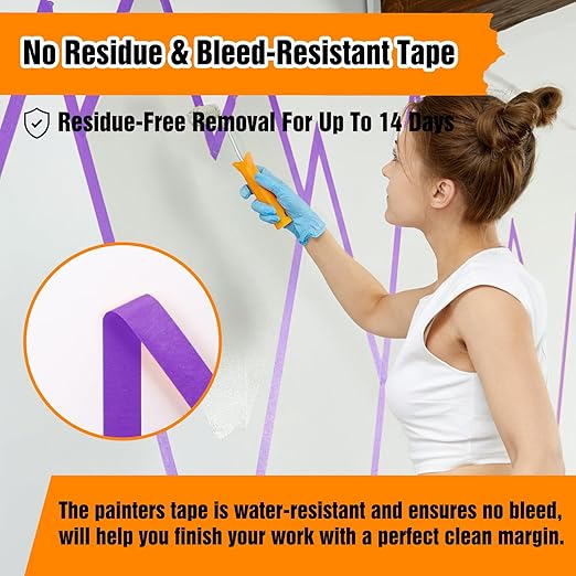HongWay Masking Tape 1 Inch, 6 Rolls x 22yd (132yds in Total) Painters Tapes for Painting Labeling Arts Crafts, Easy Removal, No Residue (0.94in Purple)
