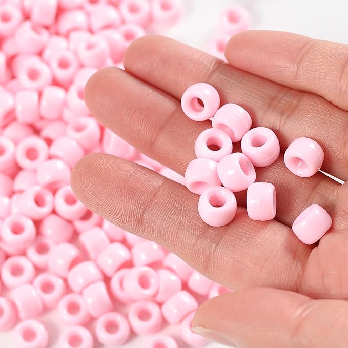 1000 Pcs Acrylic Pony Beads 6x9mm Bulk for Bracelet Necklace Jewelry Making Earring Hair Braiding Kandi Beads (Pink3)