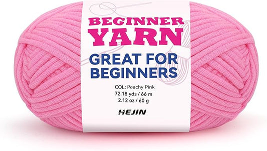 60g Peach Yarn for Crocheting and Knitting;66m (72yds) Cotton Yarn for Beginners with Easy-to-See Stitches;Worsted-Weight Medium #4;Cotton-Nylon Blend Yarn for Beginners Crochet Kit Making