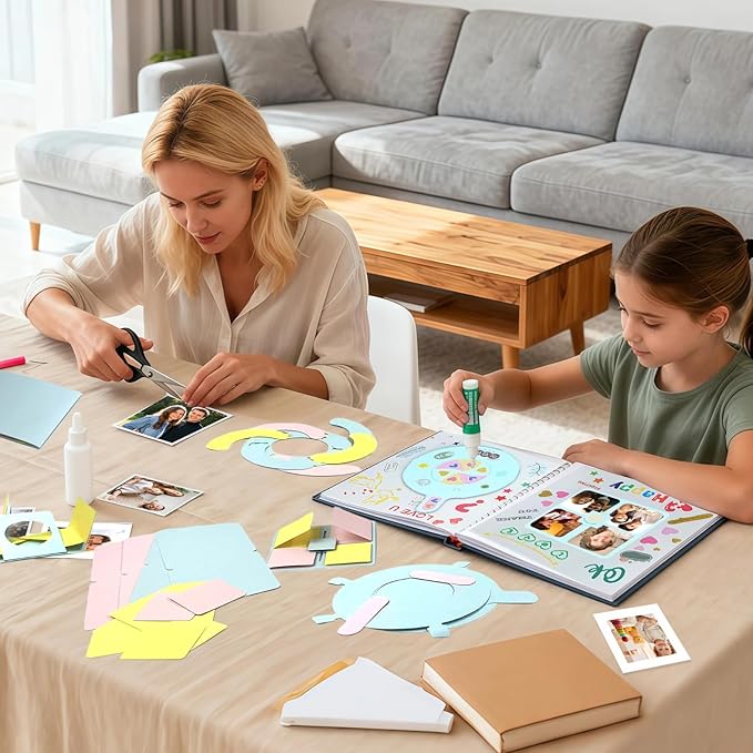 Ranxu 16 sets Handmade 3D Photo Album Decorations Kits-diy Interactive Memory Book, DIY Gift for Young, Girl, Women Baby, Wedding Family Photos(Travel, Anniversary, Birthday Gift) (Material Kit-Color)