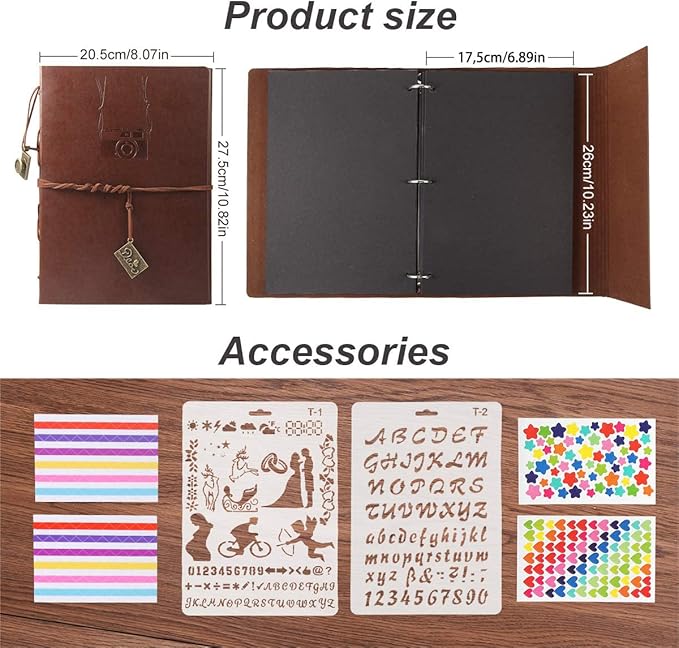 ThxMadam Leather Scrapbook Album 60 Pages Vintage Love Photo Album,11 * 8.1 Inch Scrapbook for Couples-DIY Memory Book,Birthday/Wedding Guest Book Gift for Anniversary Mother's Day