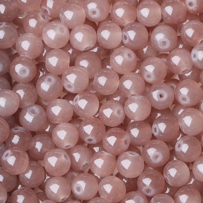 500Pcs Brown Round Glass Beads for Jewelry Making Bracelets, 8mm Beading Supplies Glass Crystal Beads for Bracelet DIY Crafts Kits Earring Necklaces(Brown)
