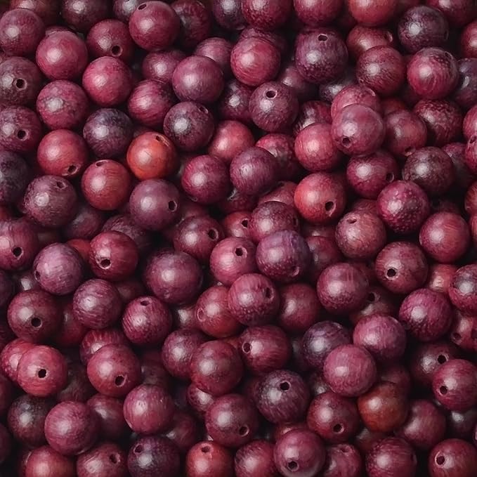 6mm Massive Beads Natural Wooden Round Loose Beads Jewelry Making with Thread 200 PCS(Violet Wood, 6mm)