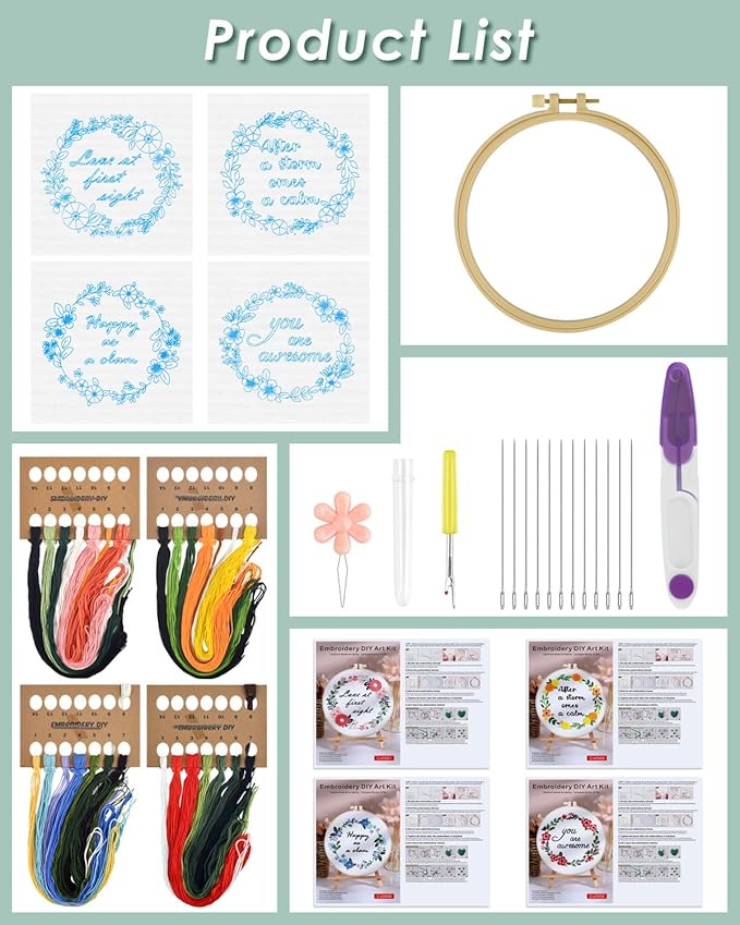 ERKOON 4 Sets Embroidery Kit (Blessing)