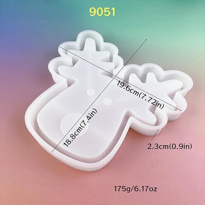 Christmas Reindeer Silicone Mold Resin kit, Epoxy Resin Tray Casting Molds with Glitter Design, Candy and Snack Plates, Jewelry Storage Tray Holiday Crafting Resin molds Silicone Clearance