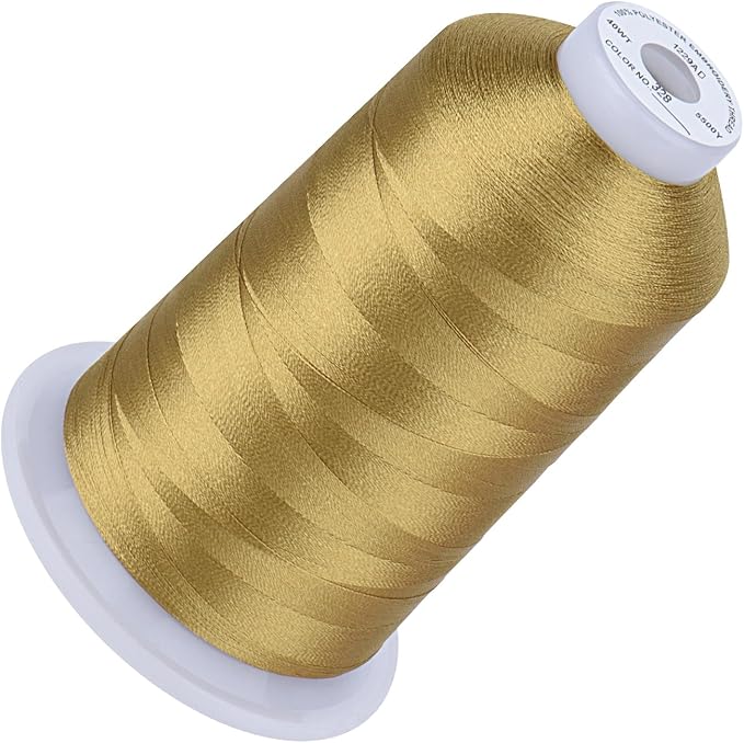 Simthread 5500Yds Embroidery Thread, 5000M High-Yardage 40WT 100% Polyester Thread – 170+ Vivid Colors, High-Speed Rated – Compatible with Brother, Singer, Janome & More - Khaki 348