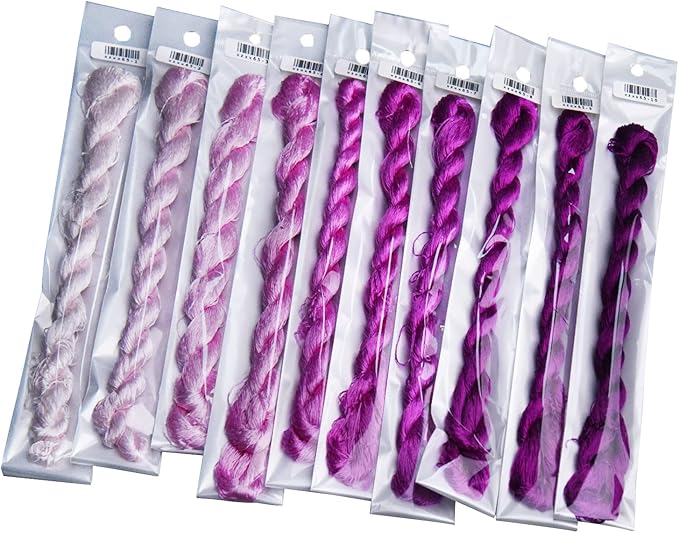 Natural 100% Silk Thread, Handmade Embroidery Thread Silk Floss 10 Colors 110m Each (65)