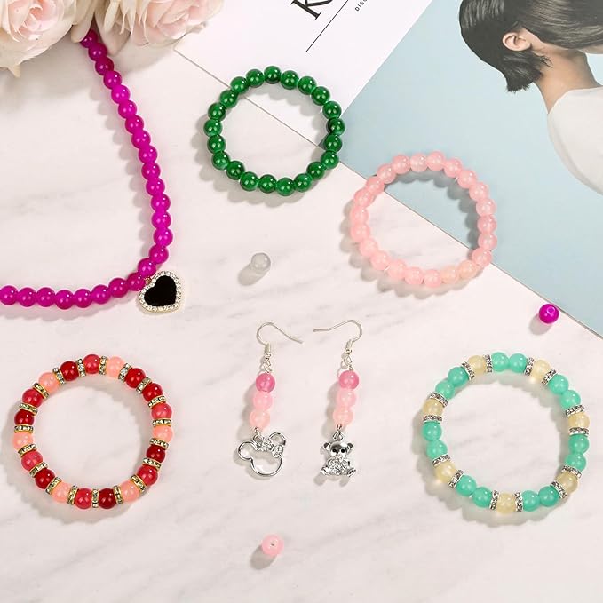 1250Pcs 8mm Glass Beads for Jewelry Making, Beads for Bracelets Making, Round Crystal Loose Beads Bracelet Kit for Bracelets Making, Jewelry Making, Earring, Necklaces and DIY Crafts