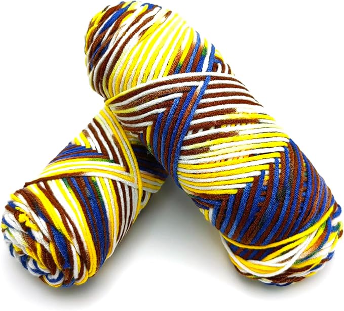 5-Ply Variegated Yarn 200g/2pcs, Acrylic 100%, Chunky Weight 2.5mm, Soft & Cozy, Vibrant Colors, Full Hand Feel for Knitting Sweaters, Scarves, Shawls, Hats (9#Yellow Brown)