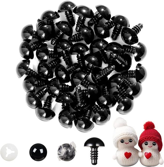 Vanblue Upgraded Safety Eyes for Crocheting 16mm 40pcs Scratch-Resistant Black Crochet Eyes with Eco-Friendly Washer Snap on Easily and Securely Strong Amigurumi Eyes Smooth Edges for Stuffed Animals
