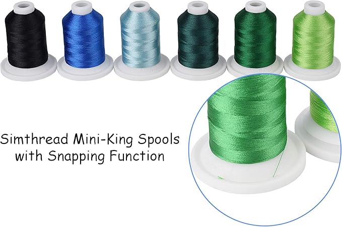 Simthread Embroidery Machine Thread Kit 800Y 21 Spools Blue and Green Colors for Professional Embroidery Design