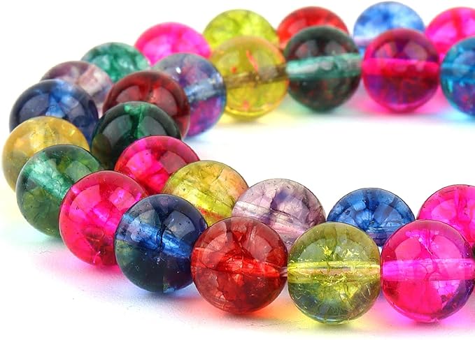 Crystal Round Beads for Jewelry Making - 10mm Glass Beads for Bracelets(35-37pcs, Tourmaline Crystale)