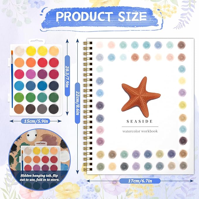 Watercolor Workbooks ，24 Colors Water Books Paint Set，Watercolor Coloring Book for Beginners Art Crafts Painting Kit Nature Scenes Paint Set for Creative Exploration Gift for Adults Teens (Vacation)