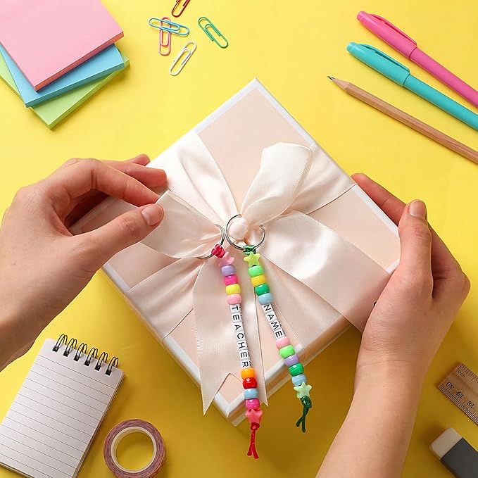 Suncalla 984 Pcs 24 Set Religious Graduation Keychain Craft Kit DIY Christian Congrats Grad Gift Keychain Making Kit Adjustable Bead Letter Beads Cards String for Blessings to Graduate Party Supply