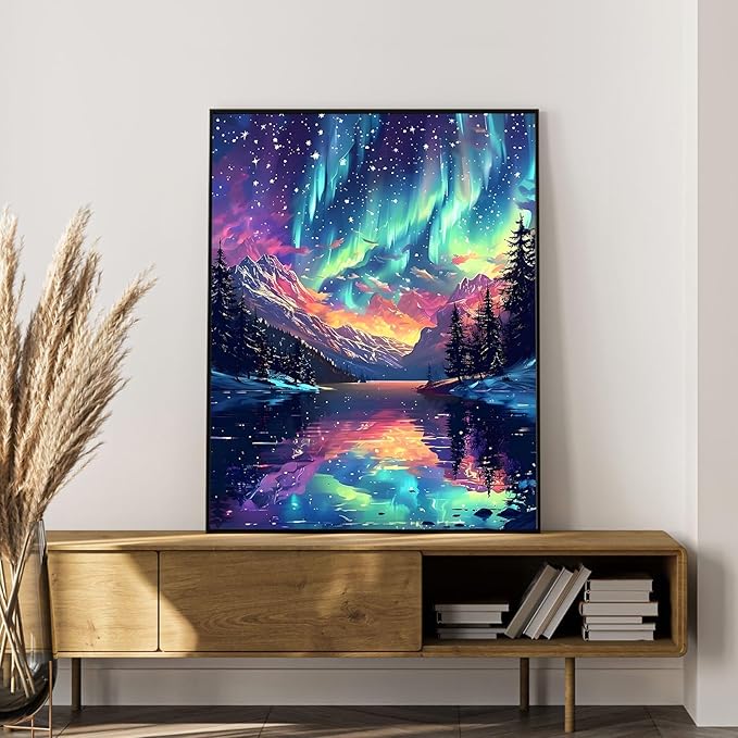 Paint by Numbers Kit for Adults Beginner Starry Sky, Adult Paint by Number Kits on Canvas, Aurora DIY Acrylic Oil Painting by Numbers for Adults, Perfect for Home Wall Decor 16X20 Inch
