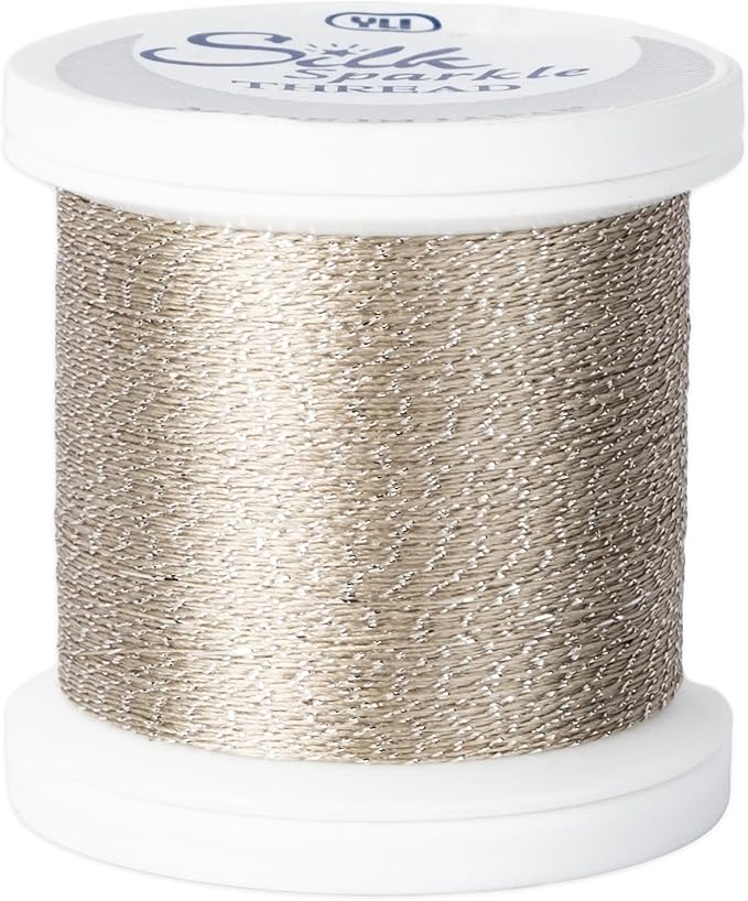 YLI Threads Silk Thread – 100 wt Fine Japanese Silk for Appliqué, EPP, and Quilting - Light Silver Sparkle