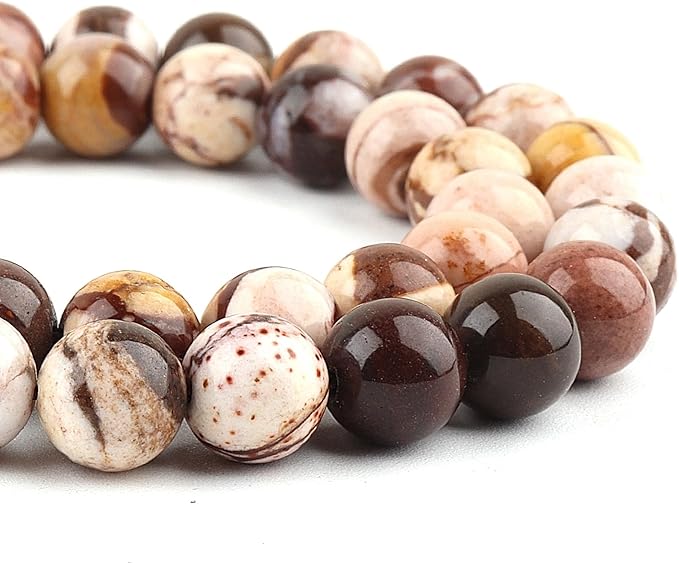 Natural Stone Beads for Jewelry Making - 8mm Gemstone Round Beads for Bracelets(45-47pcs, 8mm, Australian Zebra)