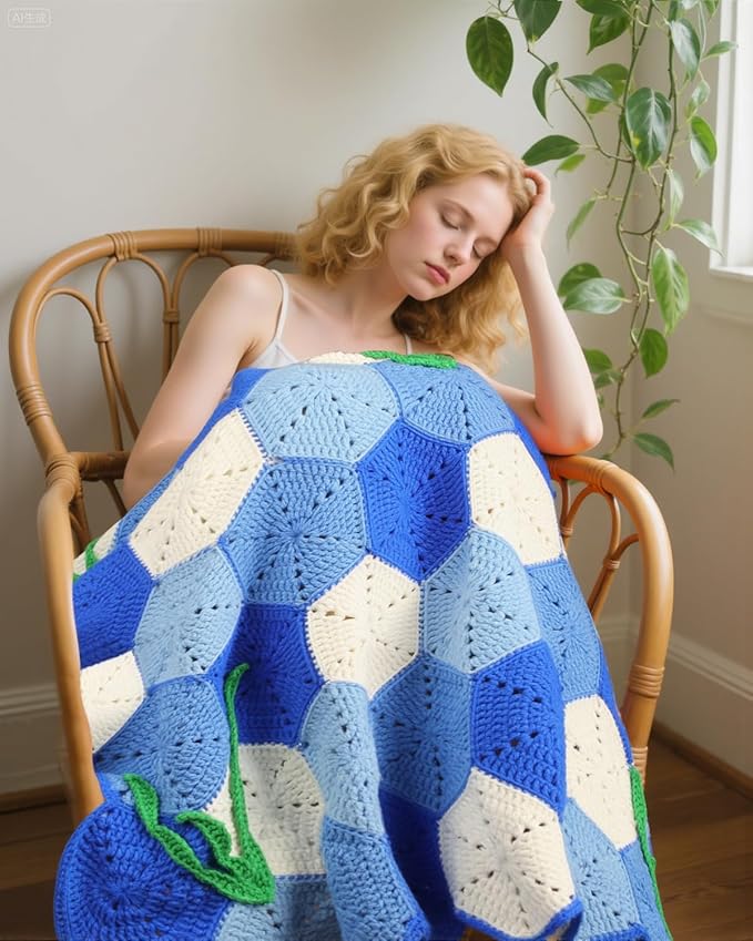 Arborthread Crochet Kit for Beginners, Granny Squares Blanket Knitting Kit w/Step-by-Step Video & Printed Guides for Adults, Kid-Friendly Patterns