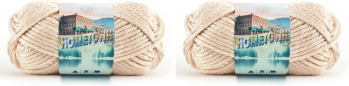 Lion Brand Hometown Yarn 2-Pack, Bulky Yarn for Knitting and Crocheting, Los Angeles Tan