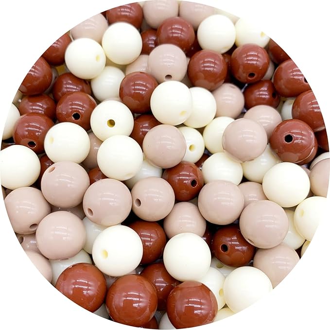 500pcs 8mm mixed color acrylic round beads, assorted plastic gumball bubble gum beads with hole pastel loose beads bulk for jewelry diy making crafting supplies (coffee series)