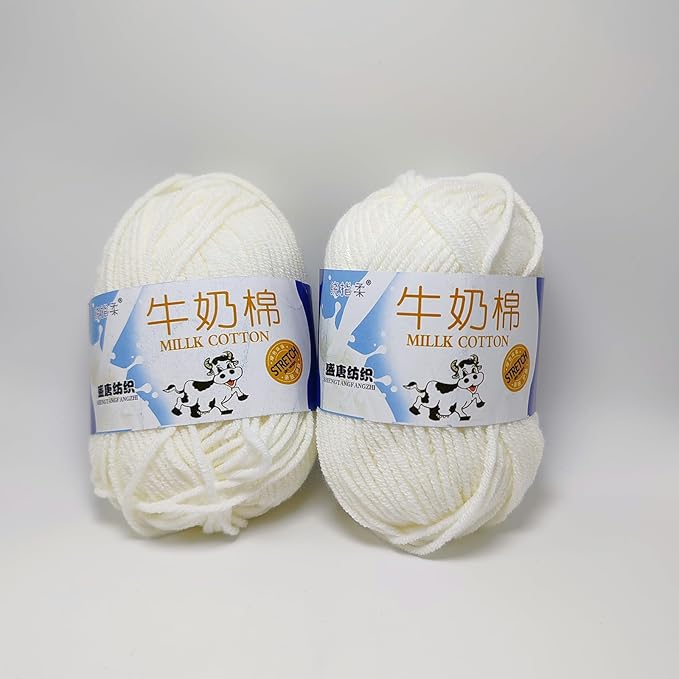 4 Rolls Comfy Blend Milk Wool Plain Knitting & Crochet Yarn Bulk Starter Kit for Colorful Craft DIY