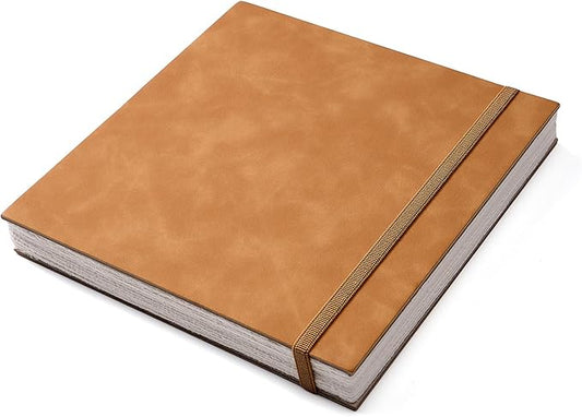 tumuarta deckle edge paper sketchbook, 92 lb, 150 gsm, 80 sheets mixed media paper, acid free, handmade journal hardbound vintage sketch book for pencil, ink, markers, acrylic and more (8" x 8")
