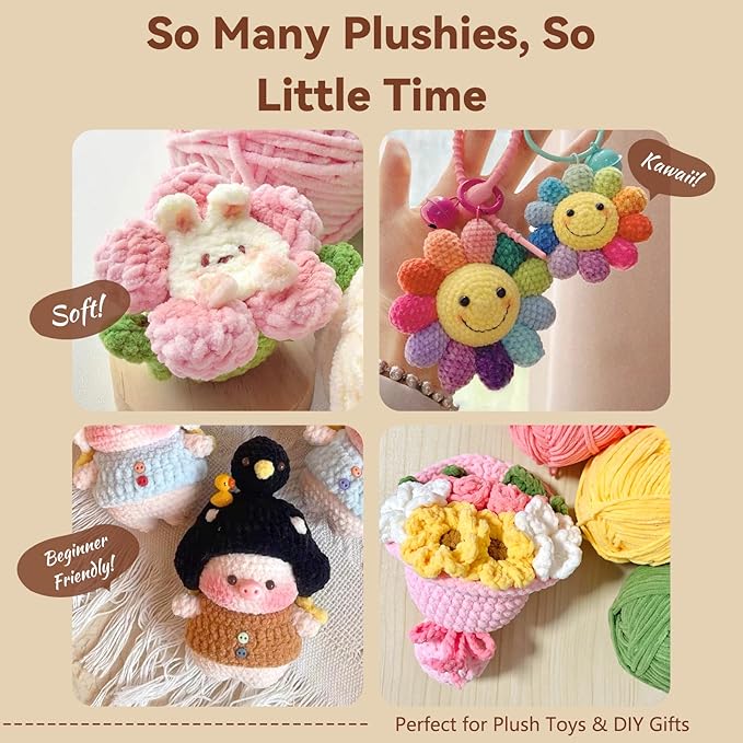 Skinny Chenille Yarn for Crocheting - 6 Pack of 50g/158yd (948yd Total) - Soft Matte Thin Chenille CYC #2 - Fine Weight Baby Yarn for Plush Toys, Baby Blankets & Small Crafts(Light Purple)